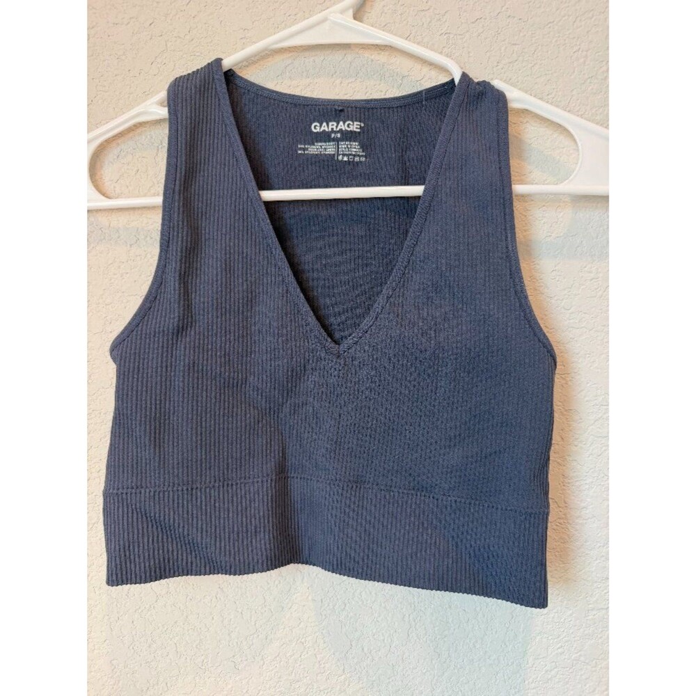 Garage Navy Blue Ribbed Sports Bra Size Small